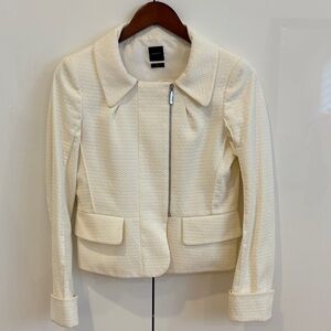 Seventy Cream Textured Asymmetric Zip Jacket